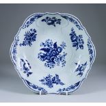 A Worcester Salad Bowl, Circa 1770, printed in blue with the "Pine Cone" pattern, the exterior