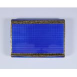 An Early 20th Century Continental Silver Gilt and Blue Enamel Rectangular Snuff Box, with import