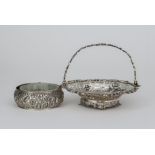 An Early 20th Century American Sterling Silver Circular Basket and a Circular Trinket Box, the