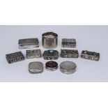 An Elizabeth II Silver Rectangular Snuff Box and a Selection of Silver, and White Metal Boxes, the