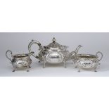 I* A Late Victorian Bachelors Silver Three Piece Tea Service, by Horace Woodward & Co Ltd., London