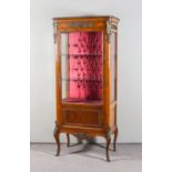 A 20th Century French Walnut and Gilt Metal Mounted Vitrine, fitted two plate glass shelves enclosed