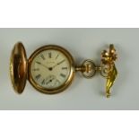 An Early 20th Century Lady's Gold Filled Fob Watch, by Waltham, the white enamel dial with Roman