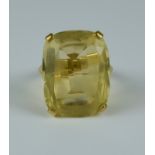 A Faceted Citrine Ring, Modern, 9ct gold set with a large faceted citrine stone, size H, gross