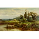 John Horace Hooper (fl. 1877-1899) - Oil painting - Haymaking scene, signed, canvas 16ins x 26ins,