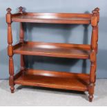 A Victorian Mahogany Three-Tier Tray Top Dinner Wagon, with turned and reeded finials and