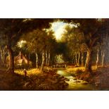 19th Century English School - Pair of oil paintings - Cottages within wooded clearings, with