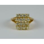 A Diamond Ring, Modern, 18ct gold set with sixteen brilliant cut white diamonds, approximately 1.5ct