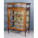 An Edwardian Mahogany Display Cabinet, the whole inlaid with satinwood bandings and chequered