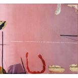 ***David Blackburn (1939-2016) - Pastel and collage - "Pink Collage", 15.75ins x 14.25ins, framed