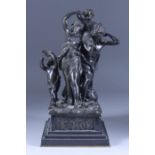 After Claude Michel Clodion (1738-1814) - A bronze group of a male and female figure, he carrying