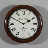 A Late 19th Century Mahogany Dial Timepiece, signed Frank Weeks of Newport IOW, the 12ins dial