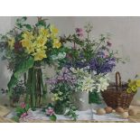 ***Gordon Davies (1926-2007) - Oil painting - Still life with flowers, signed and dated '74, board