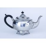 An Edward VIII Silver Circular Bulbous Tea Pot, by A. L. Davenport Ltd., Birmingham 1936, with