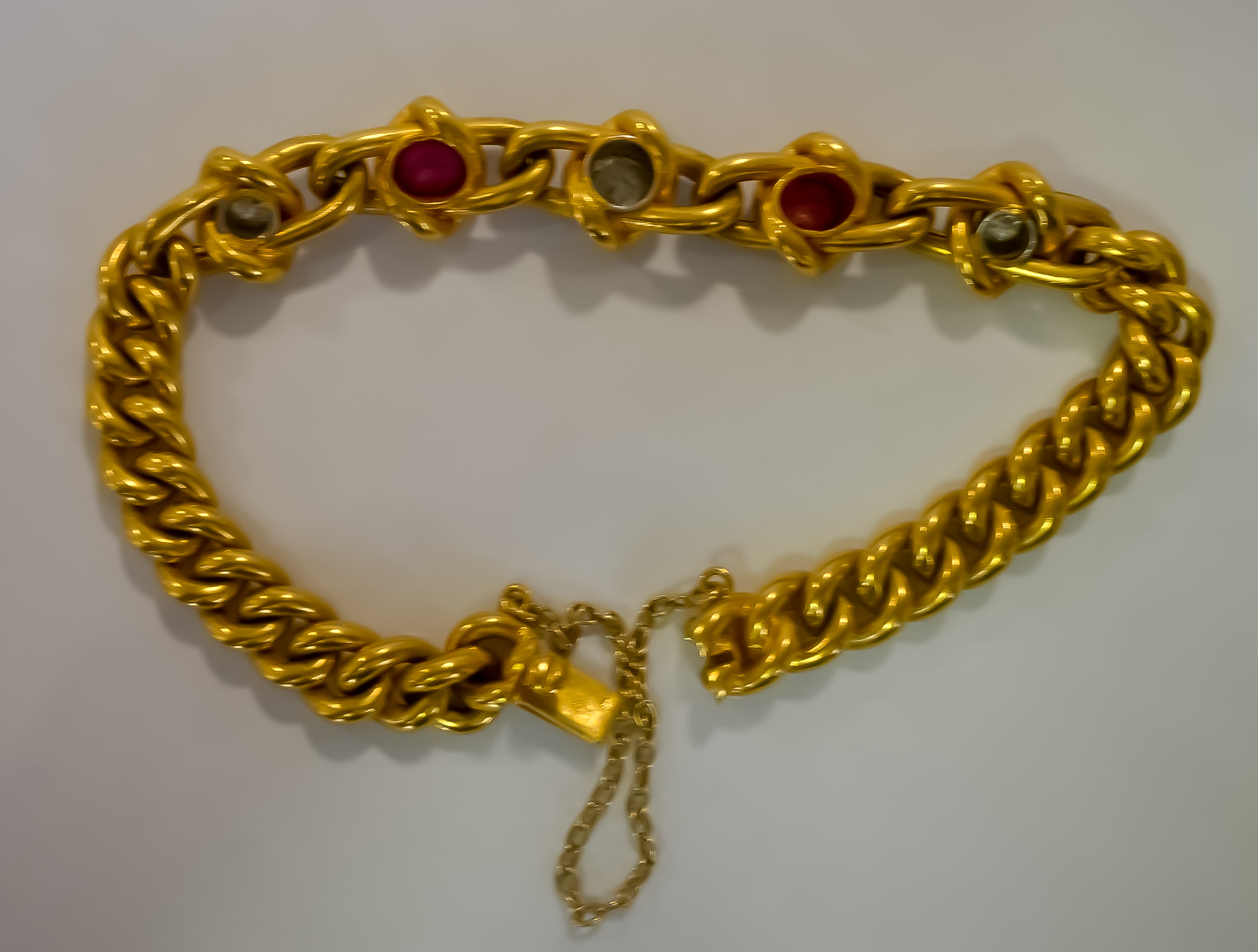 A Curb Link Gem Set Bracelet, 20th Century, 18ct yellow gold set with a centre diamond, - Image 2 of 8