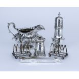 A George VI Silver Sugar Caster and Mixed Silverware, the sugar caster maker's mark rubbed,