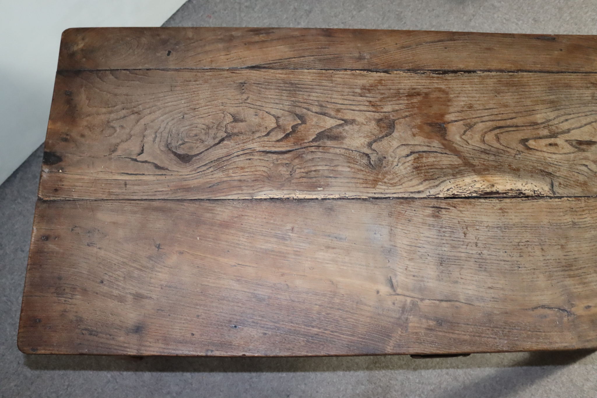 A 19th Century Elm Rectangular Kitchen Table and a Set of Five Ash Dining Chairs, the table with - Image 6 of 6