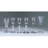 A Collection of Fourteen Wine Glasses of "18th Century" Form, 19th Century, including - a pair of