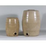 A Pair of English Lead-Glazed Barrels of Conventional Type, 16ins diameter x 22.75ins high, both