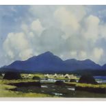 ***Paul Henry (1876-1958) - Photolithograph - "Peat Stacks and Cottages, Connemara", signed in