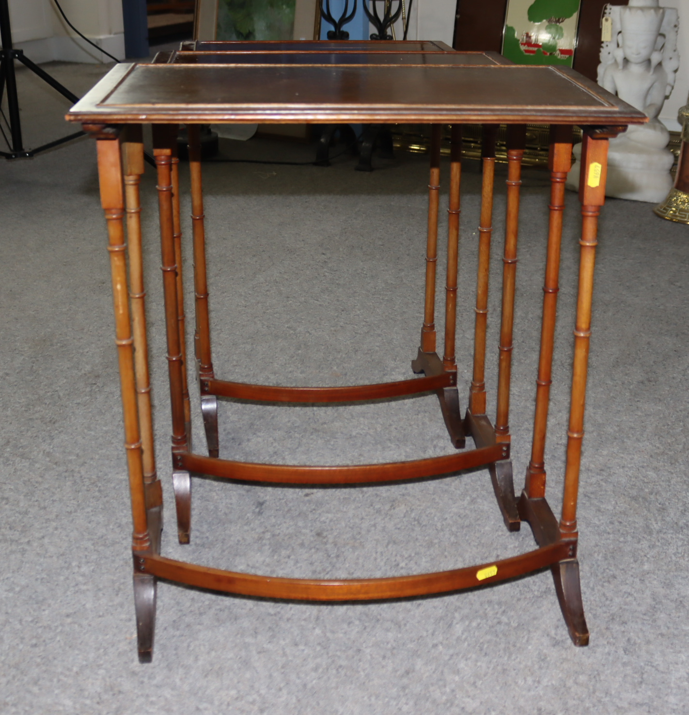 A Nest of Three Mahogany Rectangular Occasional Tables of "George III" Design, on slender turned - Image 5 of 5