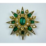 An Emerald and Diamond Brooch, Pendant or Hair Slide at Will, Early 20th Century, retailed by Edmond