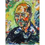 ***John Randall Bratby (1928-1992) - Oil painting - Portrait of Donald Pleasence, signed, canvas