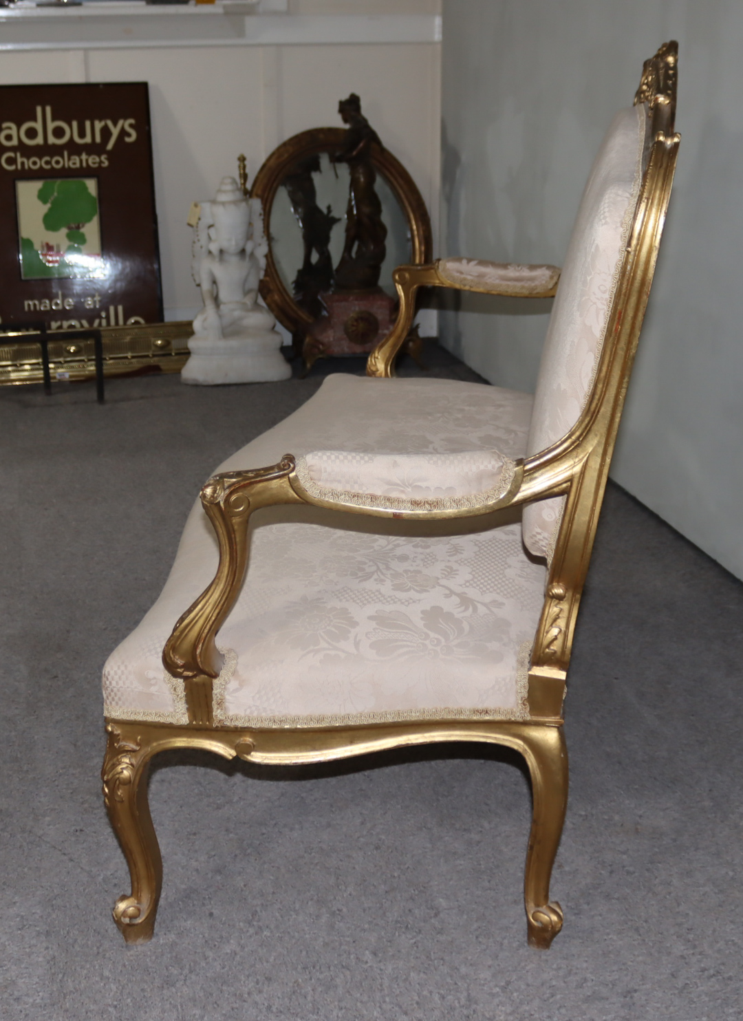 An Early 20th Century French Gilt Framed Two Seat Settee of "Louis XV" Design, with leaf carved - Image 3 of 6