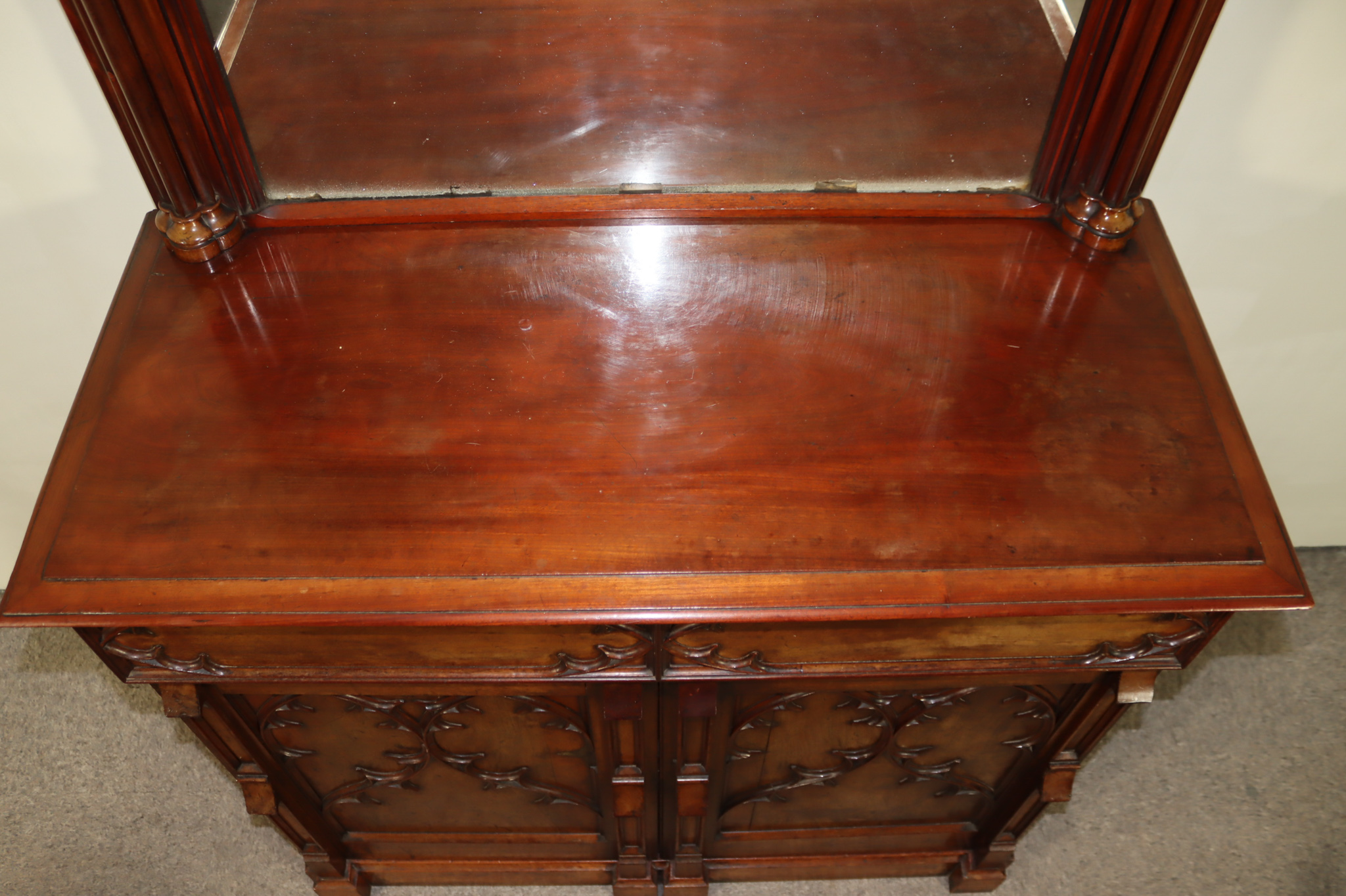 A Victorian Mahogany Gothic Pattern Sideboard, designed by Edward Welby Pugin (1834-1875), for the - Image 5 of 7