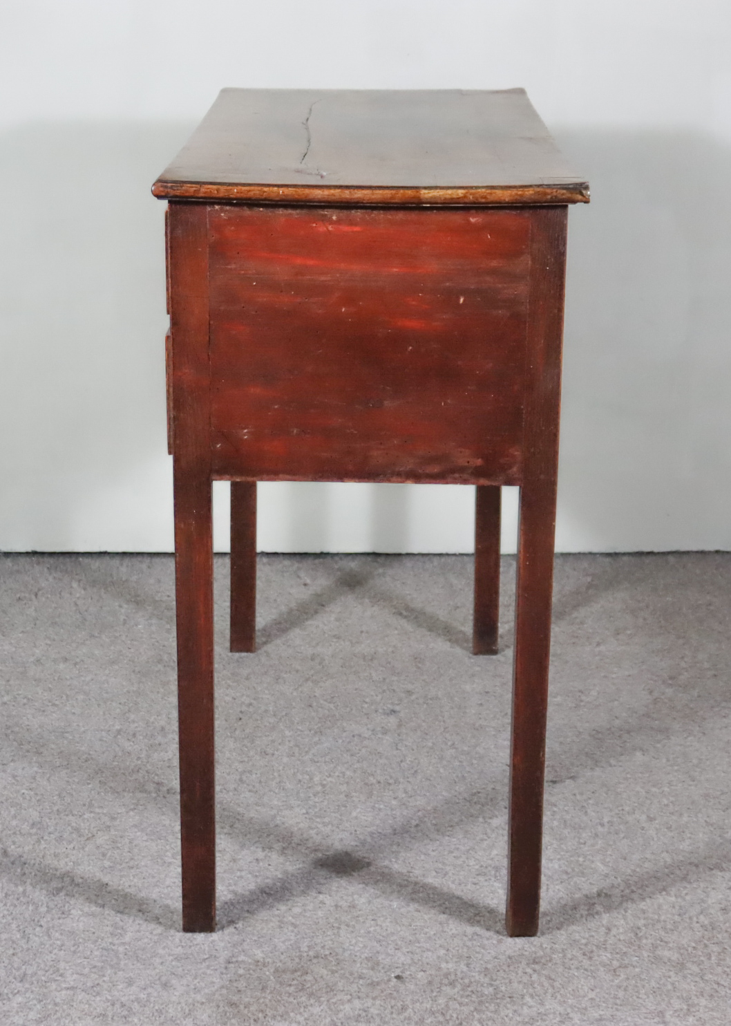 A George III Mahogany Rectangular Side Table, with cross banded top, fitted two long drawers, on - Image 2 of 4