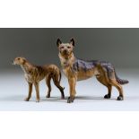 An Austrian Cold Painted Bronze Model of an Alsatian, Late 19th/Early 20th Century, 3.875ins high,