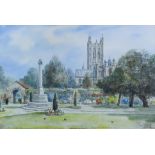 ***S. J. (Toby) Nash (1891-1960) - Watercolour - Canterbury Cathedral seen from the war memorial,