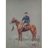 Early 20th Century British School - Gouache - Portrait of a mounted Army Officer, indistinctly