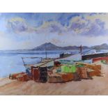 ***Philip Naviasky (1894-1983) - Oil painting - "Pollensa Puerto", Majorca beach scene, signed,