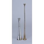 A Late Victorian Silver Horn Pattern Taper Holder and a George V Silver Horn, the taper holder by J.