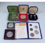 A Collection of 20th Century English Coinage, including - a set of 1907 maundy money, a silver Crown