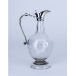 A George V Silver Mounted and Clear Glass Ewer, by John Grinsell & Sons, Birmingham 1911, the