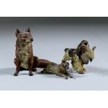 Three Austrian Cold Painted Bronze Figures, Late 19th/Early 20th Century, comprising - seated fox,