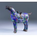 A Chinese Cloisonne Enamel Model of a Standing Horse, 20th Century, 8ins (20.3cm) high