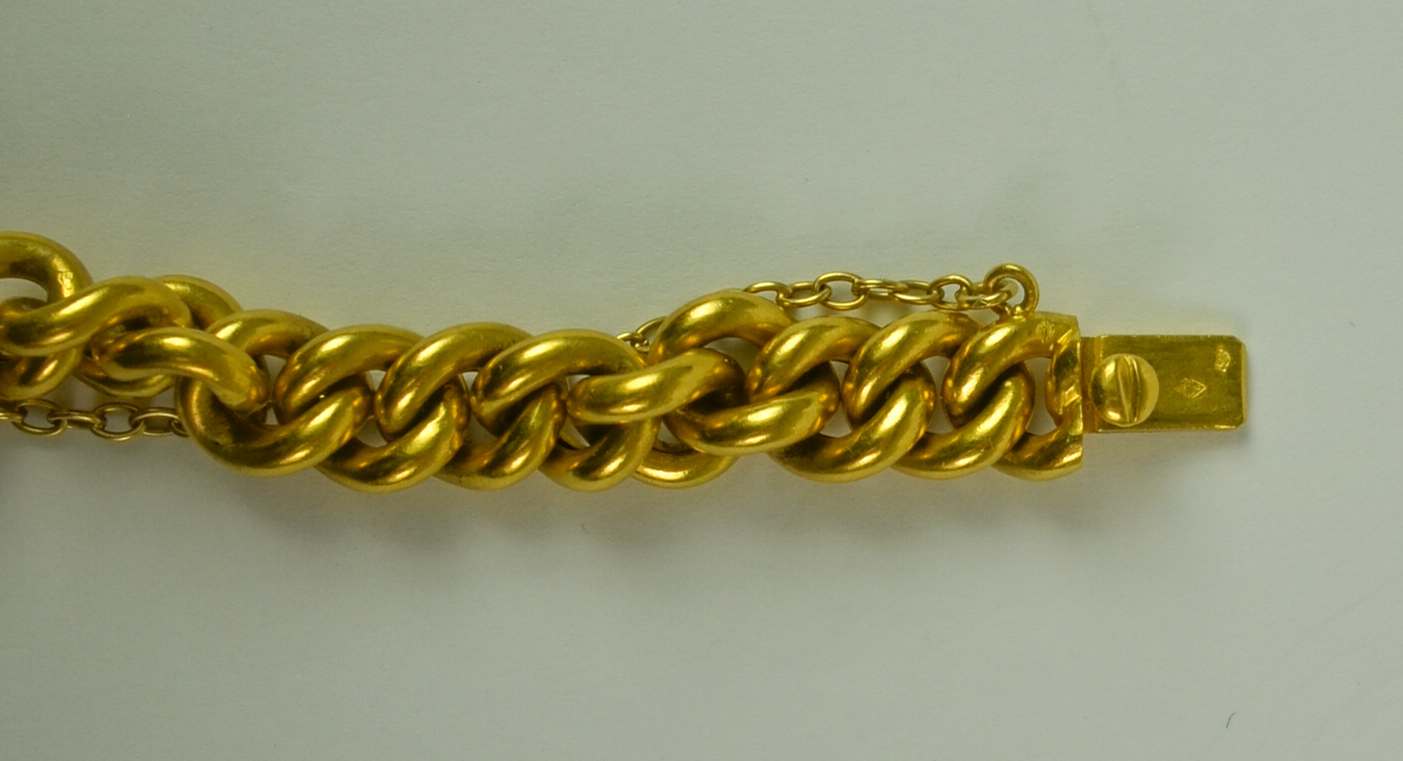 A Curb Link Gem Set Bracelet, 20th Century, 18ct yellow gold set with a centre diamond, - Image 8 of 8