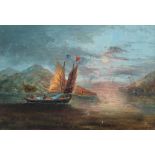 Late 19th Century British School - Pair of oil paintings - Studies of Chinese junks, each 7.5ins x