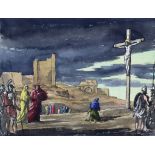 ***William John Palmer-Jones (1887-1974) - Ink and watercolour- "The Crucifixion", 20.5ins x