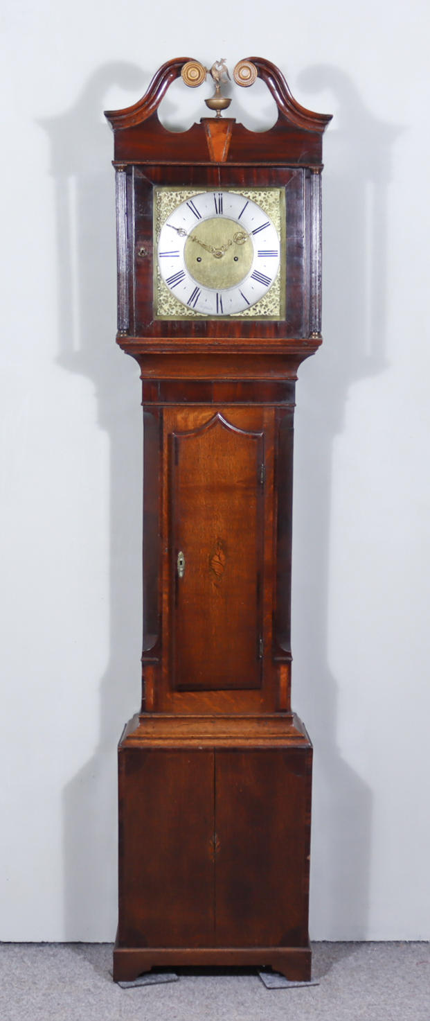An 18th Century Oak Longcase Clock by Chaplin of Ashby (de-la Zouch), the 12ins square brass dial