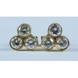 A Pair of Diamond Set Earrings, Modern, 18ct yellow gold set with six small brilliant cut