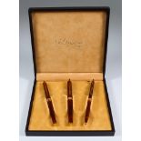 A Set of Three Dupont "Laque de Chine" Writing Instruments, comprising - ball point pen, fountain