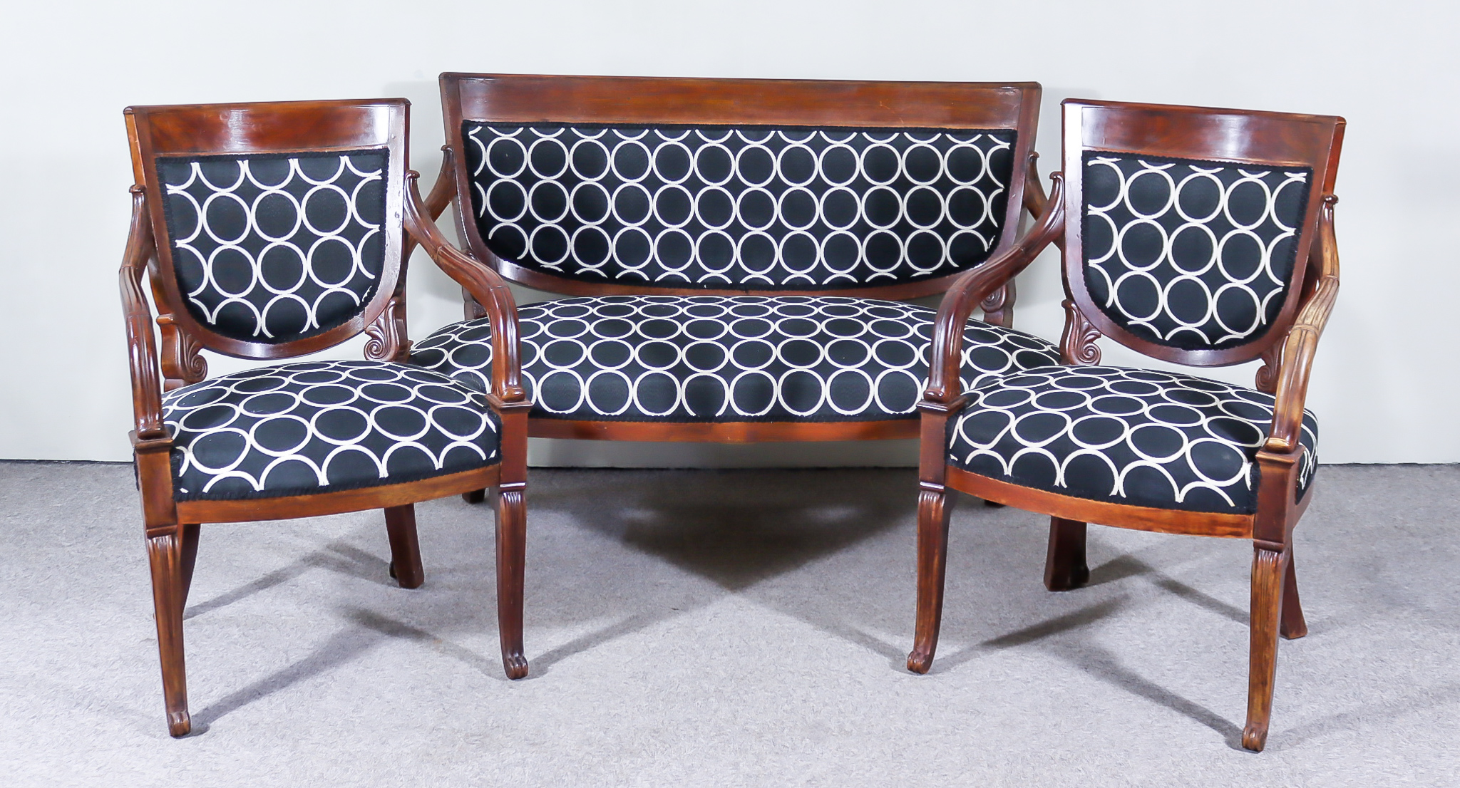 An Early 20th Century Dutch Mahogany Drawing Room Suite, by H. Pander & Zonen, Amsterdam, in the