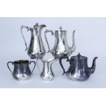 A Victorian Plated Baluster-Shaped Five Piece Tea and Coffee Service and a Mixed Lot of Plated Ware,