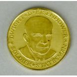 A 22ct Gold Dwight D. Eisenhower Normandy 1944 Commemorative Medal, 17.5 grammes, fair