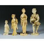 I* A Japanese Carved Ivory Okimono, Meiji Period - a woodcutter, signed, 6.5ins (16.5cm), and