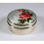 An Edward VII Silver and White Enamel Circular Box, by Lawrence Emanuel, Birmingham 1908, the lid